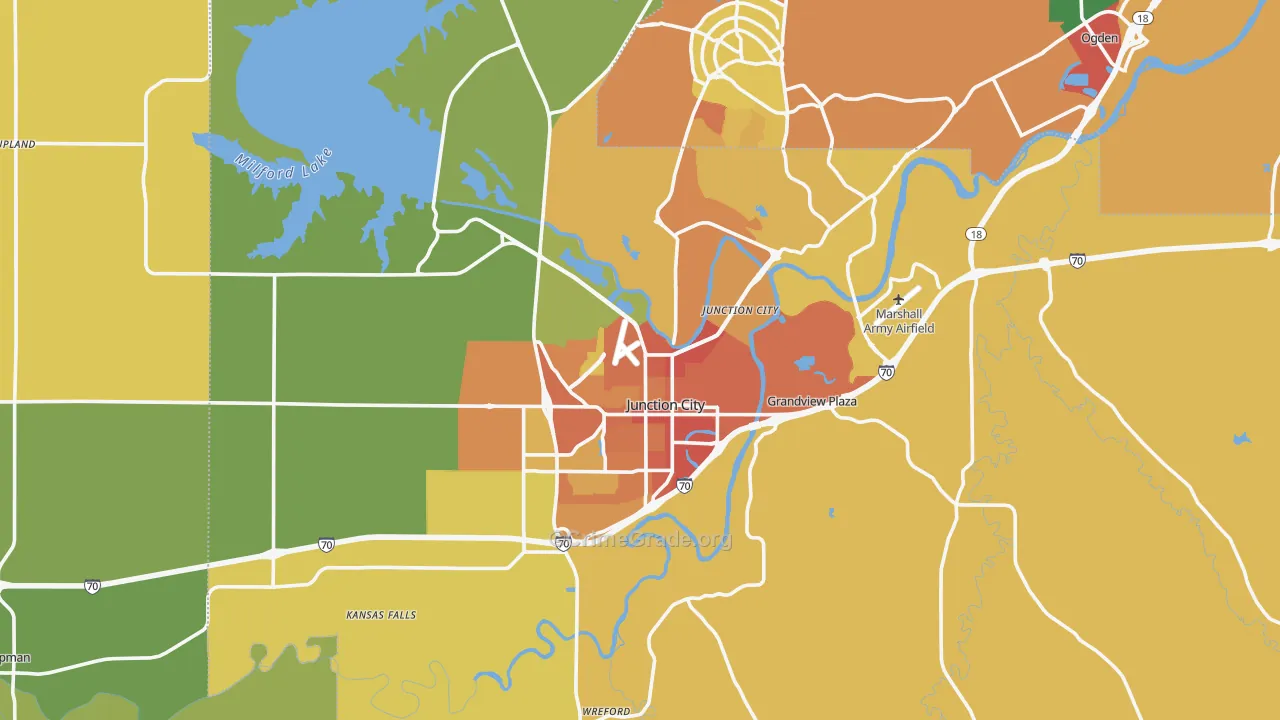 Geary County, KS Map of Burglary Rates