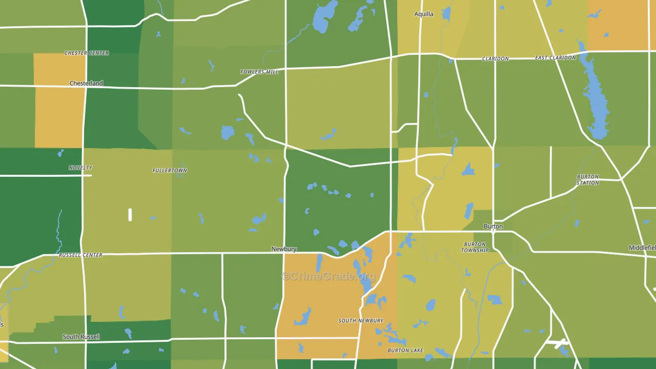 Geauga County, OH Map of Burglary Rates