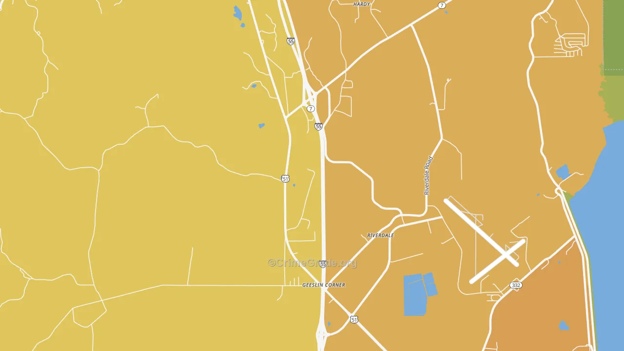 Geeslin Corner, MS Map of Burglary Rates