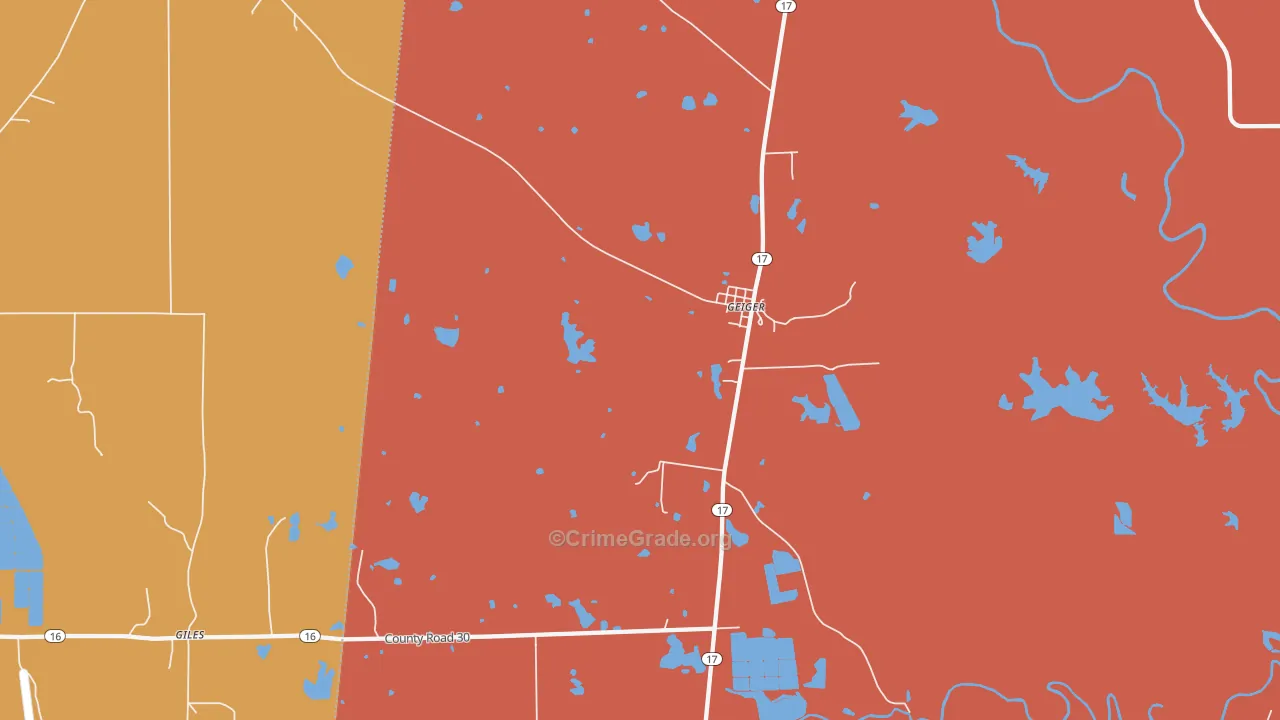 Geiger, AL Map of Burglary Rates