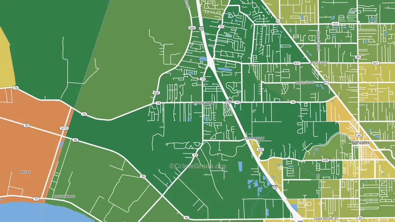 Geismar, LA Map of Burglary Rates
