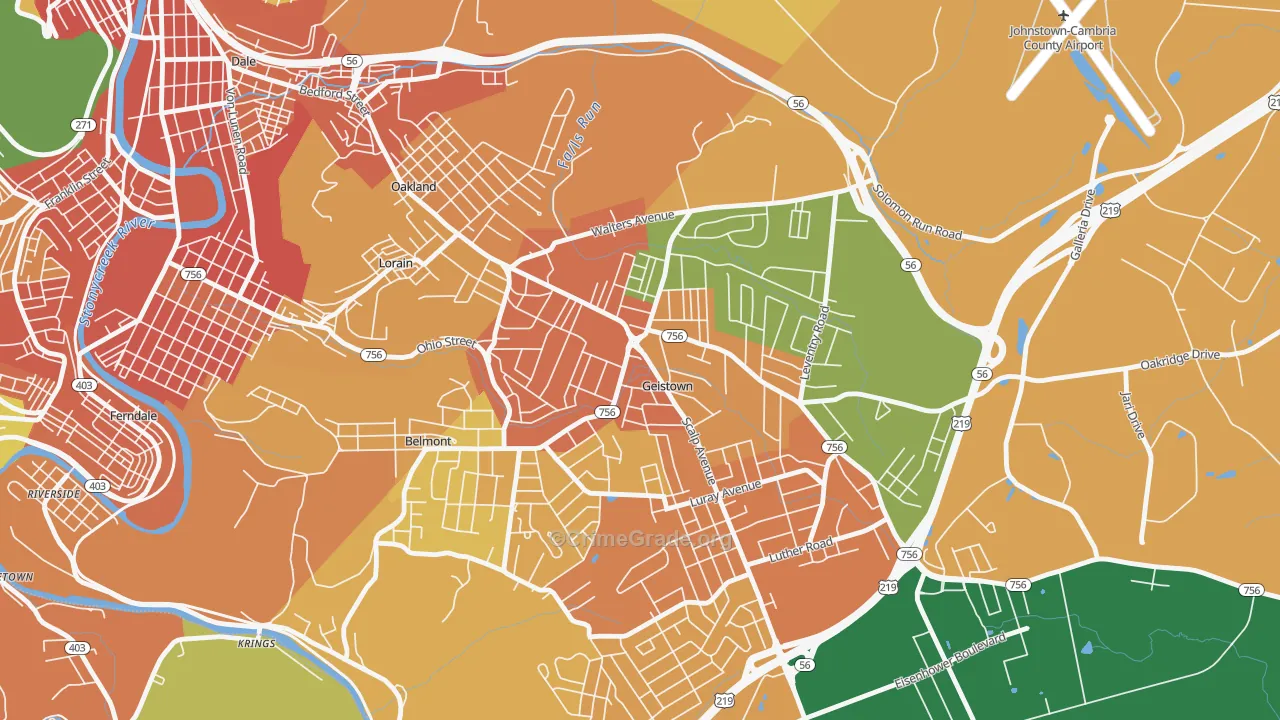 Geistown, PA Map of Burglary Rates