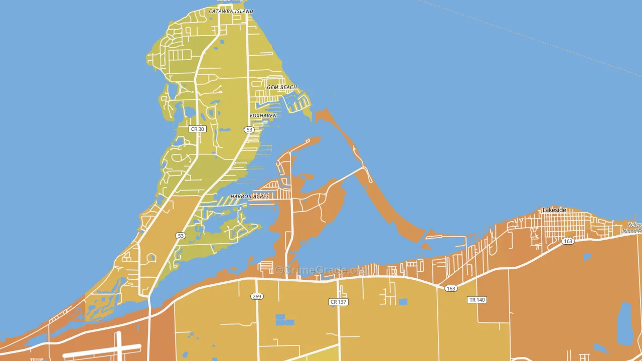 Gem Beach, OH Map of Burglary Rates