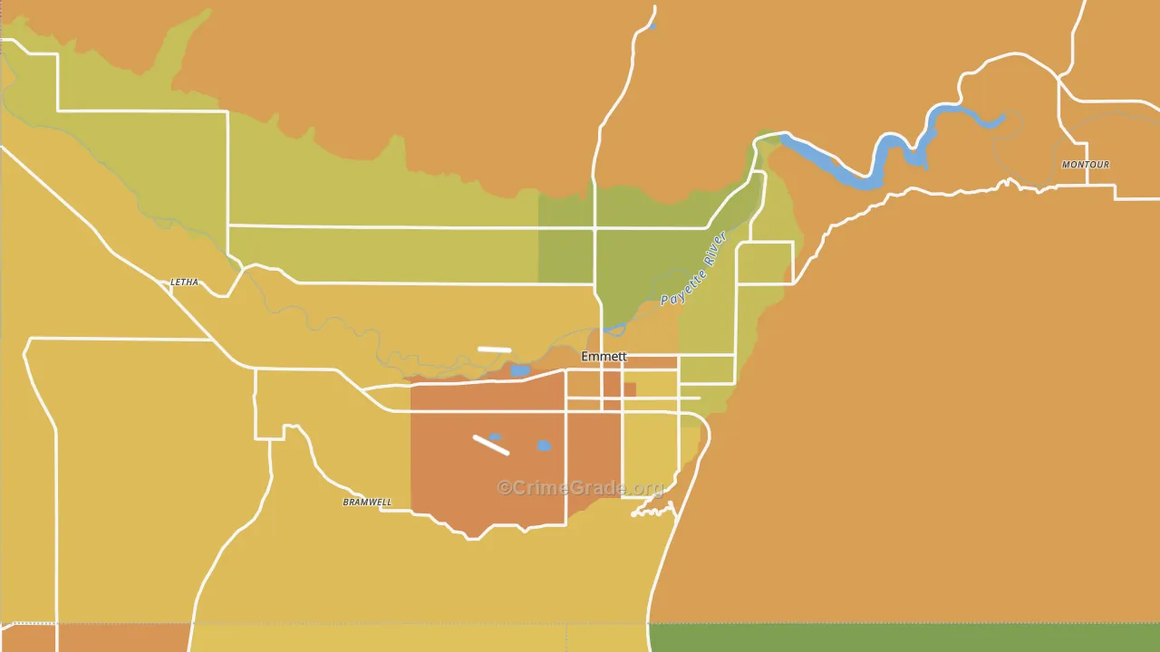 Gem County, ID Map of Burglary Rates