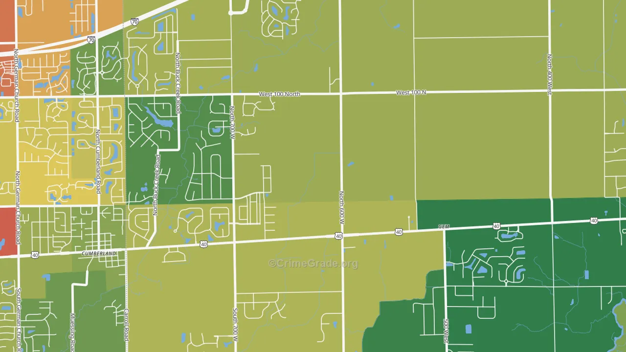 Gem, IN Map of Burglary Rates