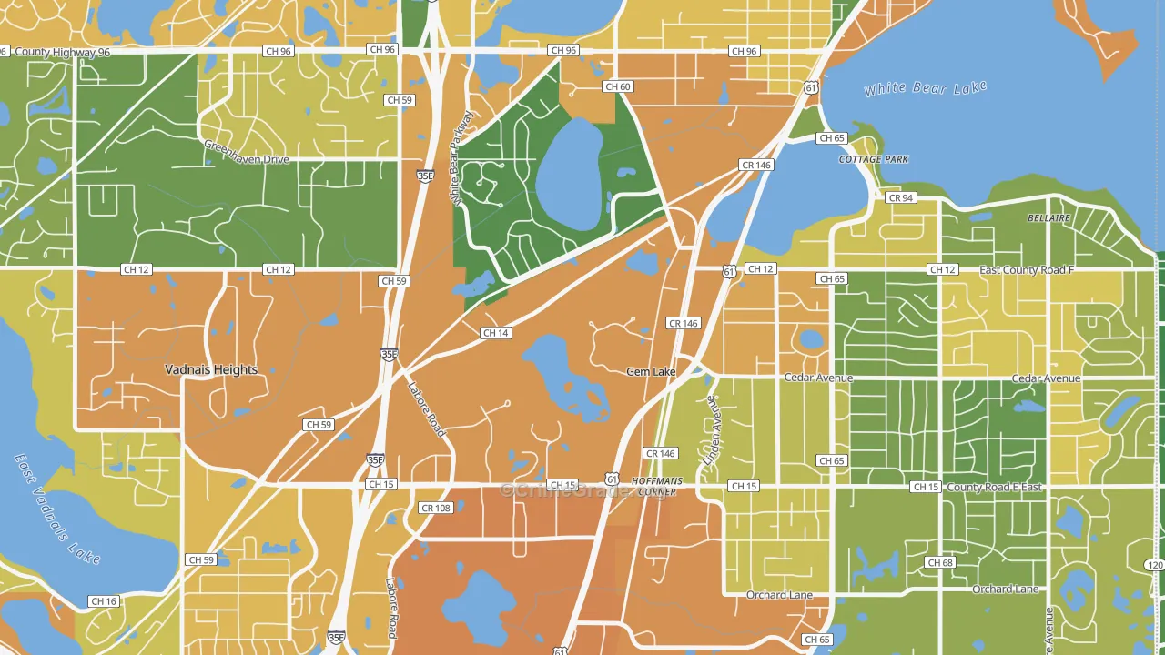 Gem Lake, MN Map of Burglary Rates