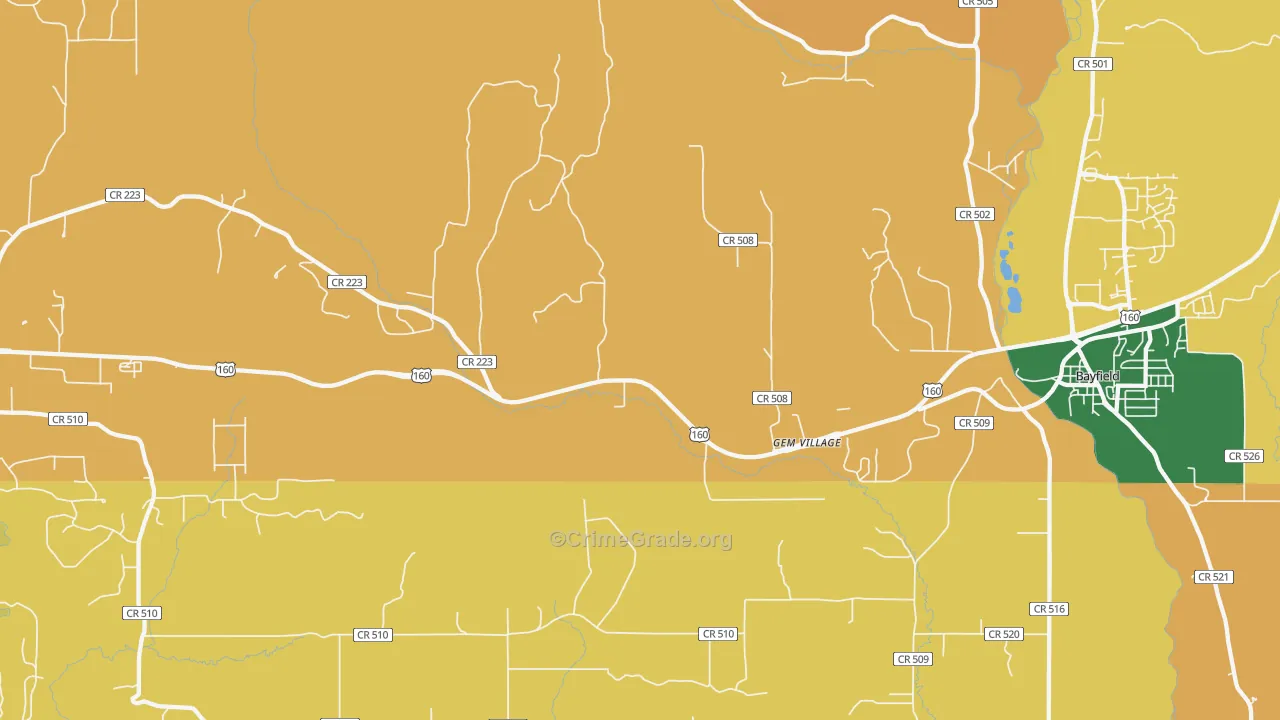 Gem Village, CO Map of Burglary Rates
