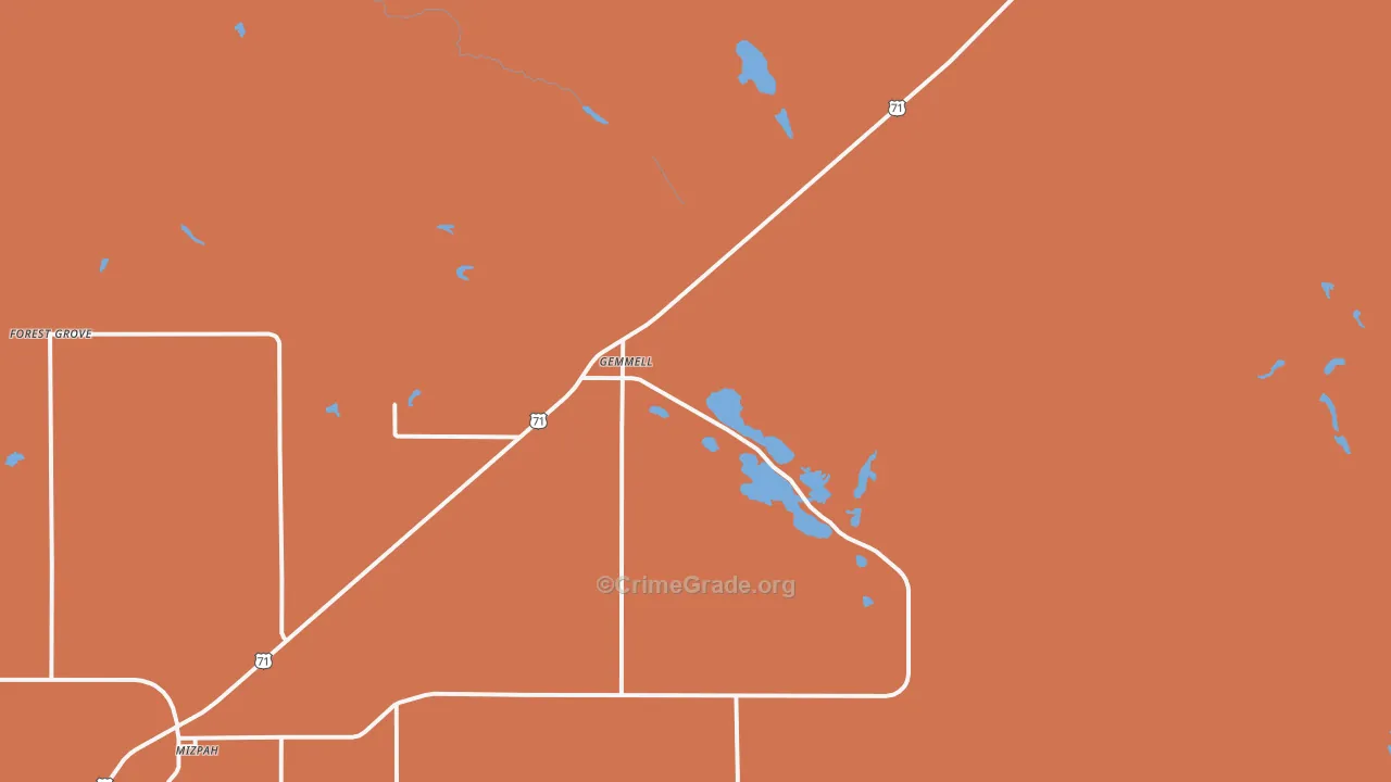 Gemmell, MN Map of Burglary Rates