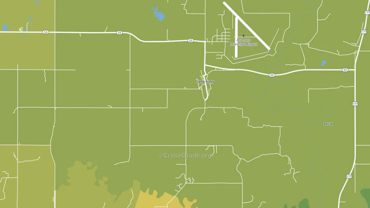 Gene Autry, OK Map of Burglary Rates