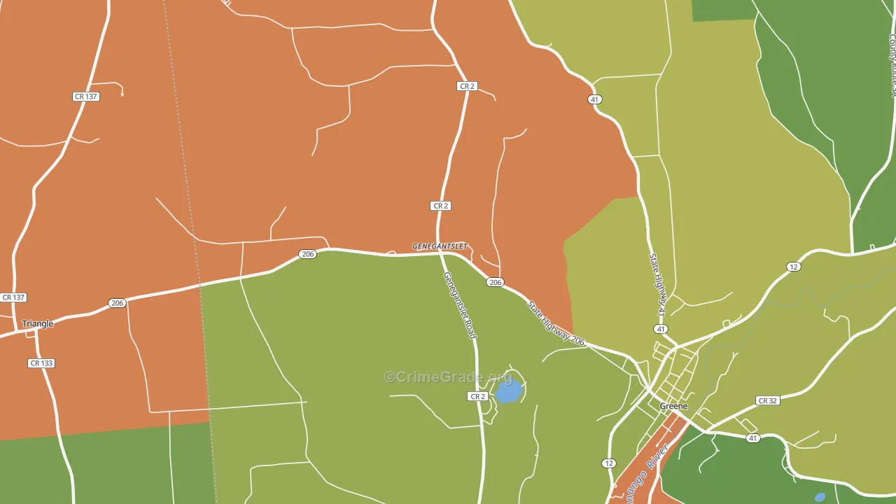 Genegantslet, NY Map of Burglary Rates