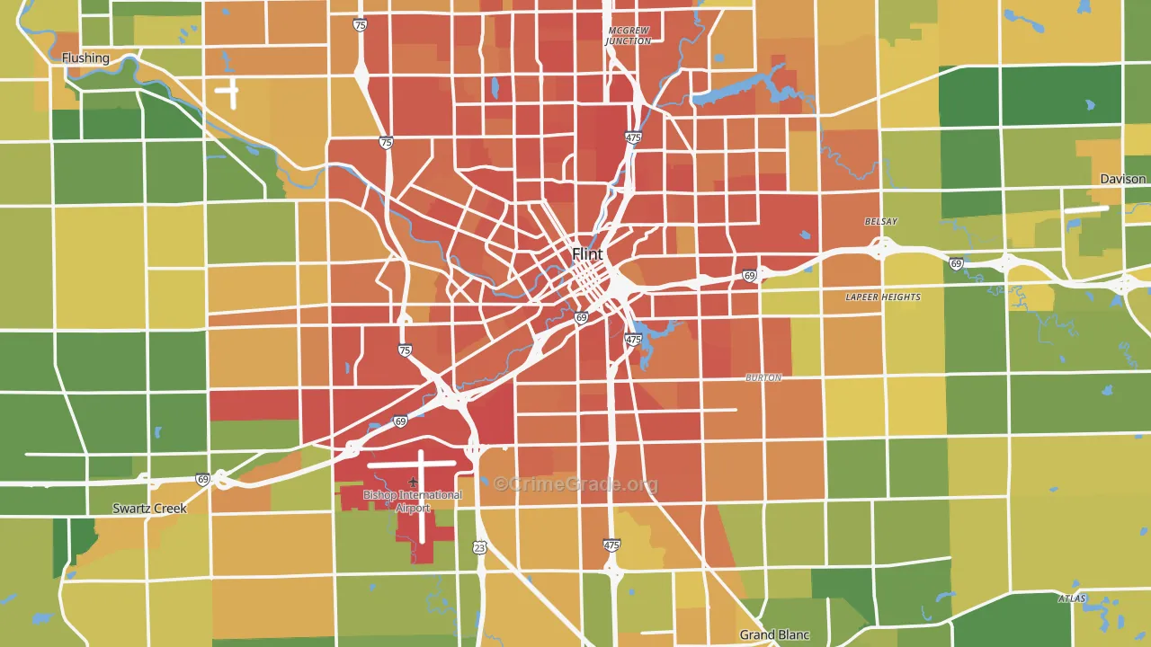 Genesee County, MI Map of Burglary Rates