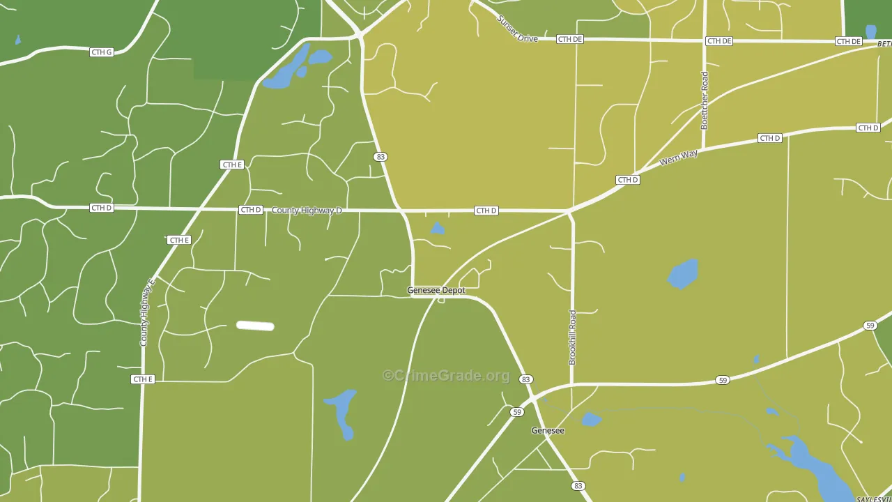Genesee Depot, WI Map of Burglary Rates