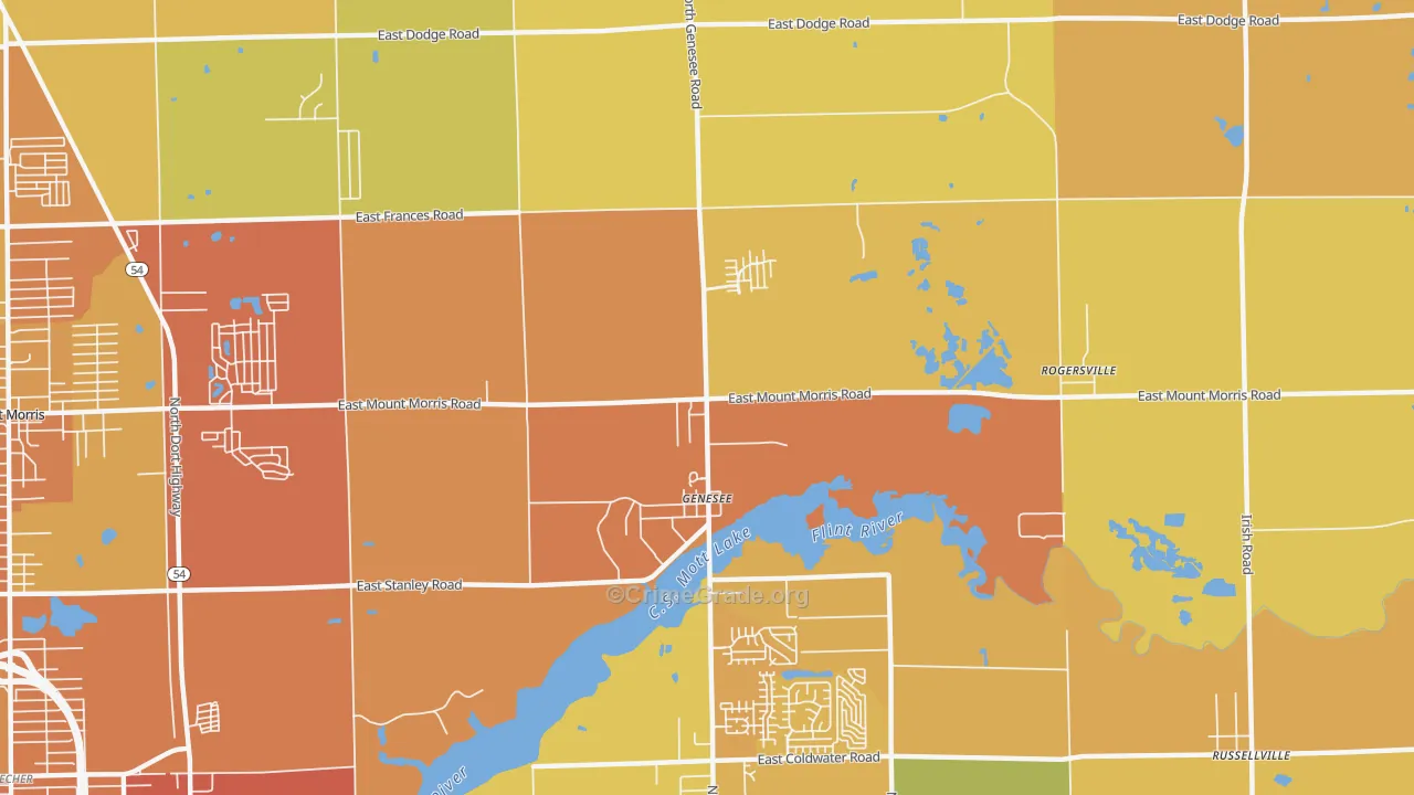 Genesee, MI Map of Burglary Rates