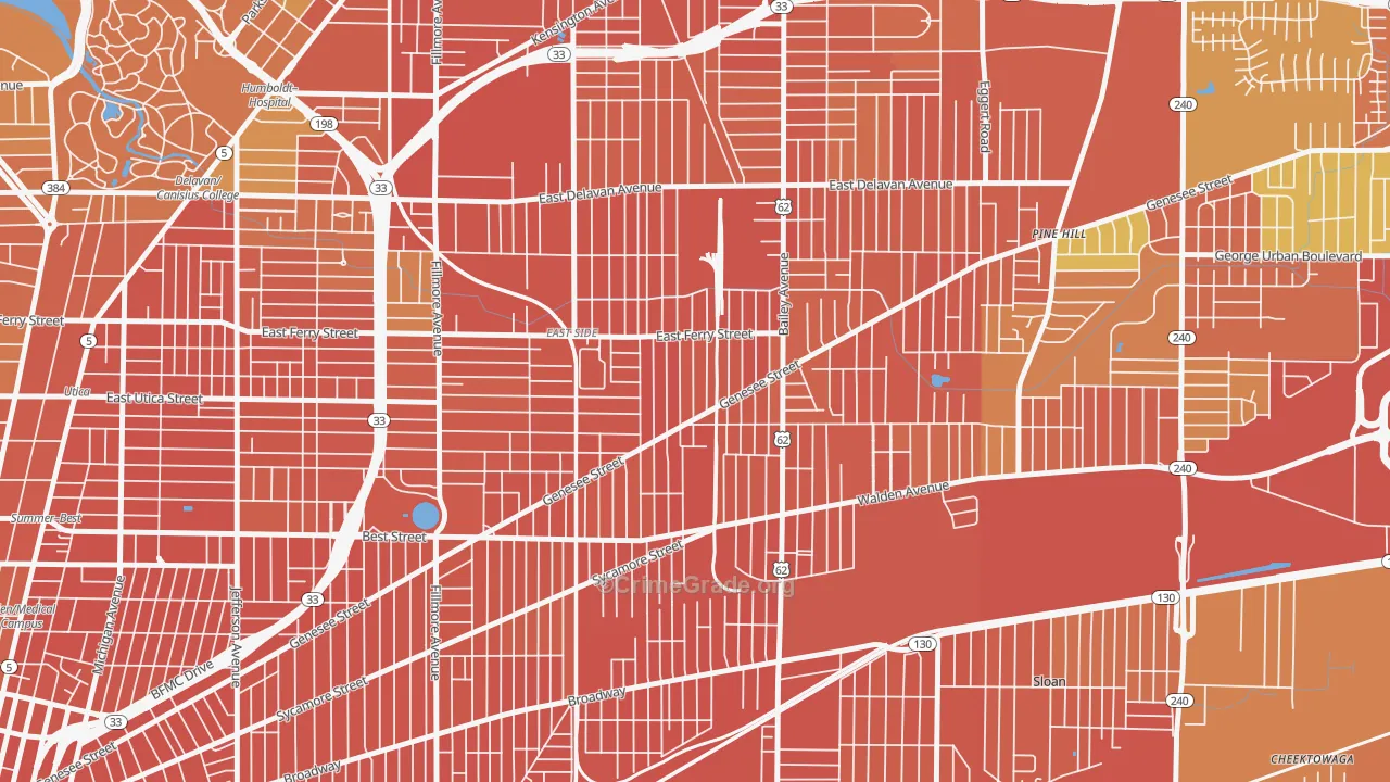 Genesee Moselle, Buffalo, NY Map of Burglary Rates