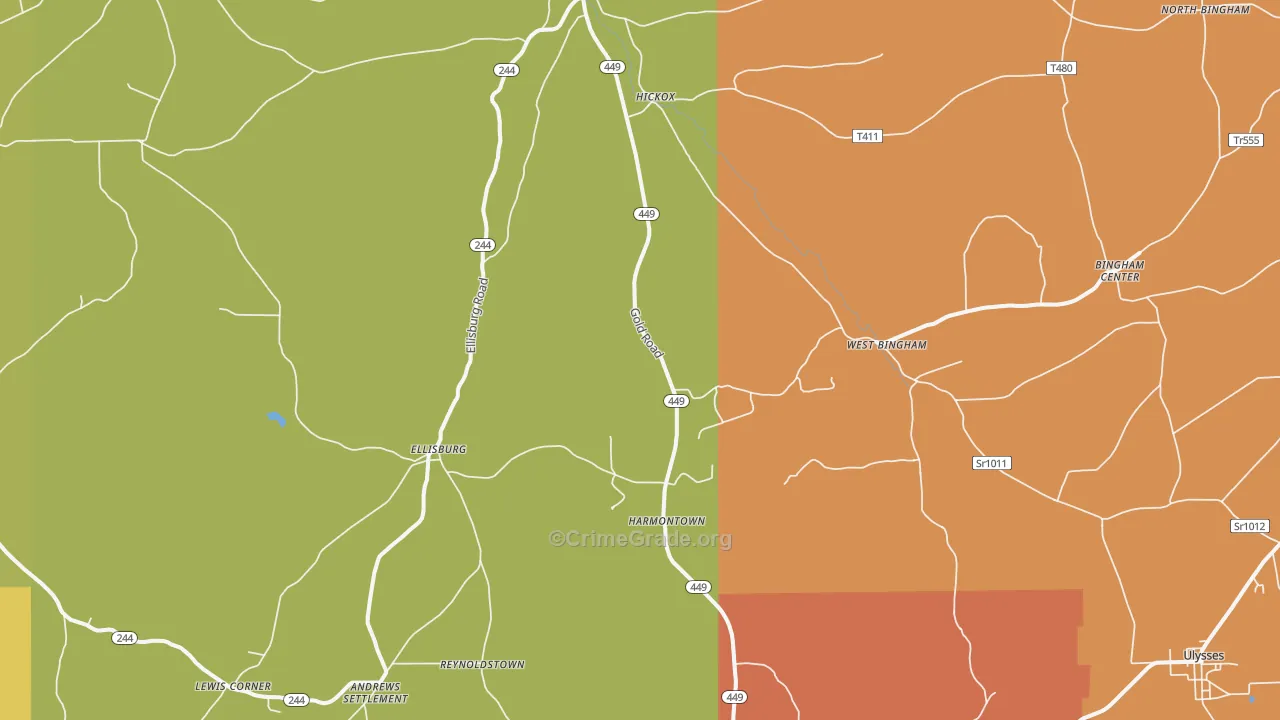 Genesee, PA Map of Burglary Rates