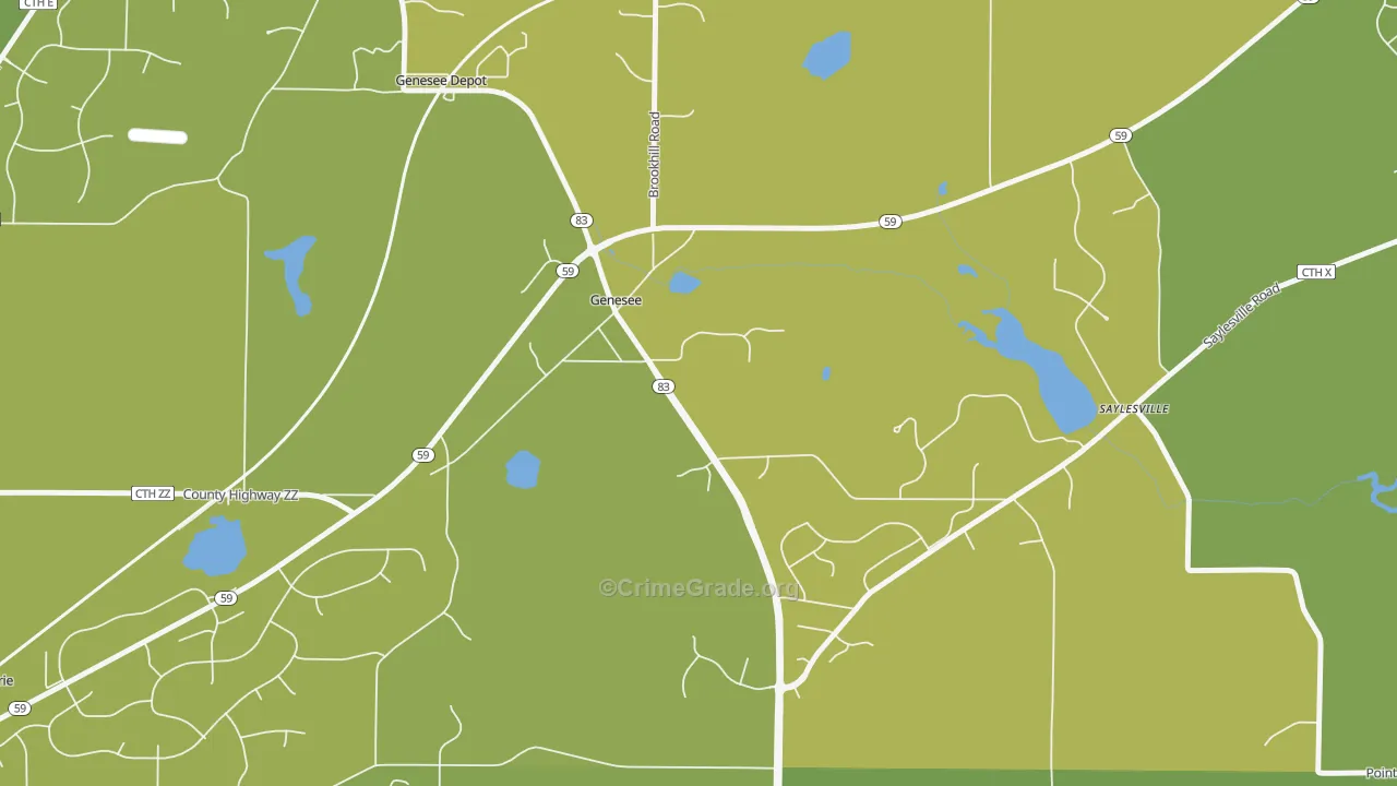 Genesee, WI Map of Burglary Rates