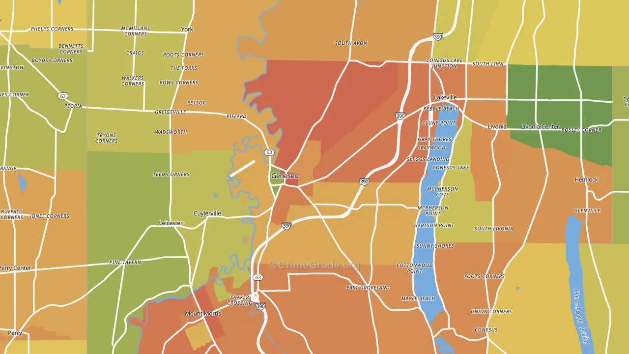 Geneseo, NY Map of Burglary Rates