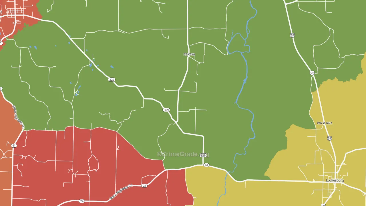 Geneva, AR Map of Burglary Rates