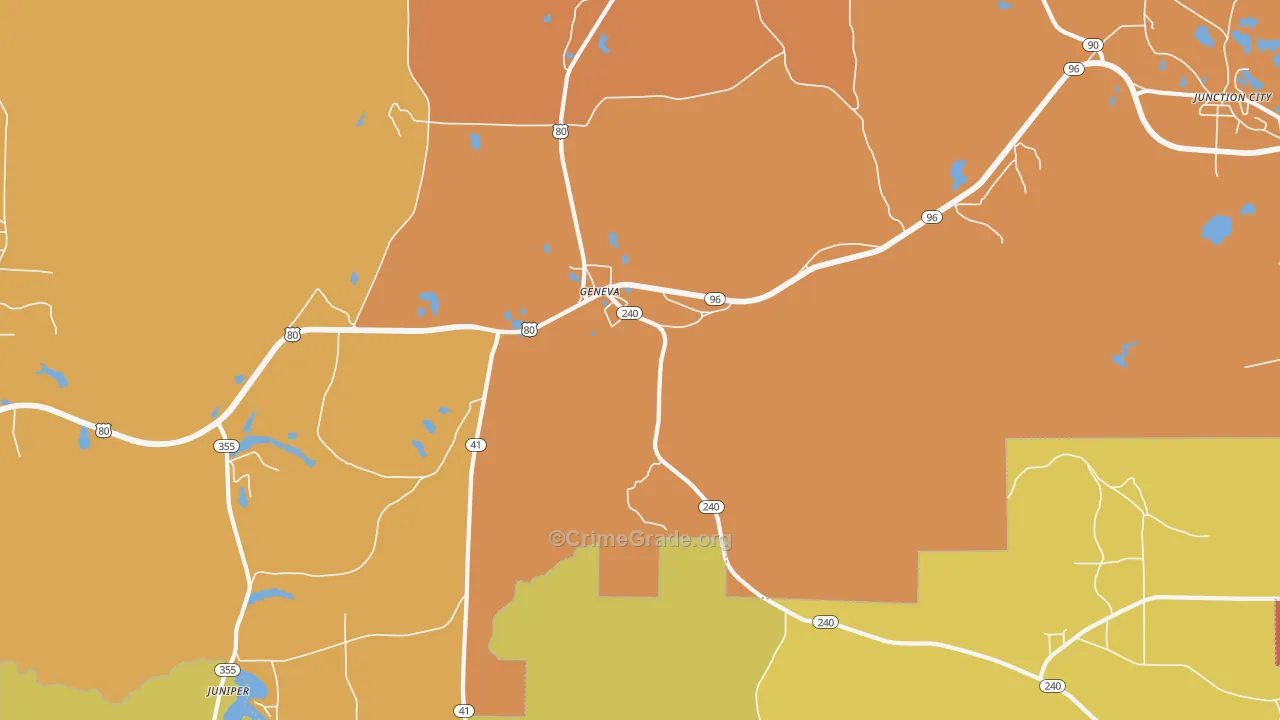 Geneva, GA Map of Burglary Rates
