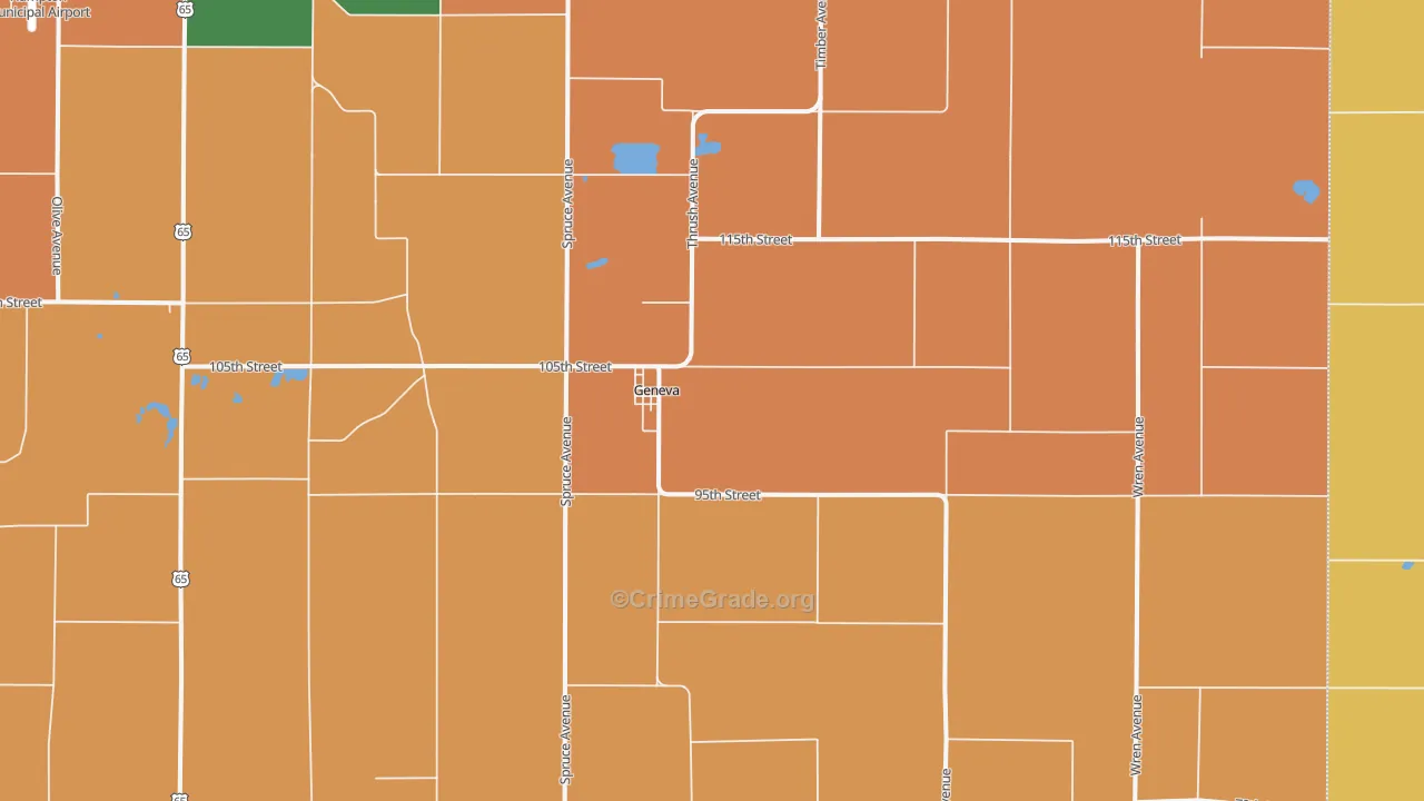 Geneva, IA Map of Burglary Rates