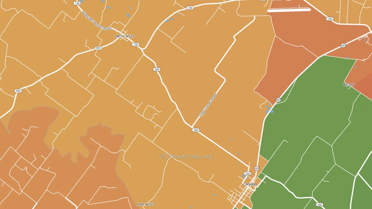 Geneva, KY Map of Burglary Rates
