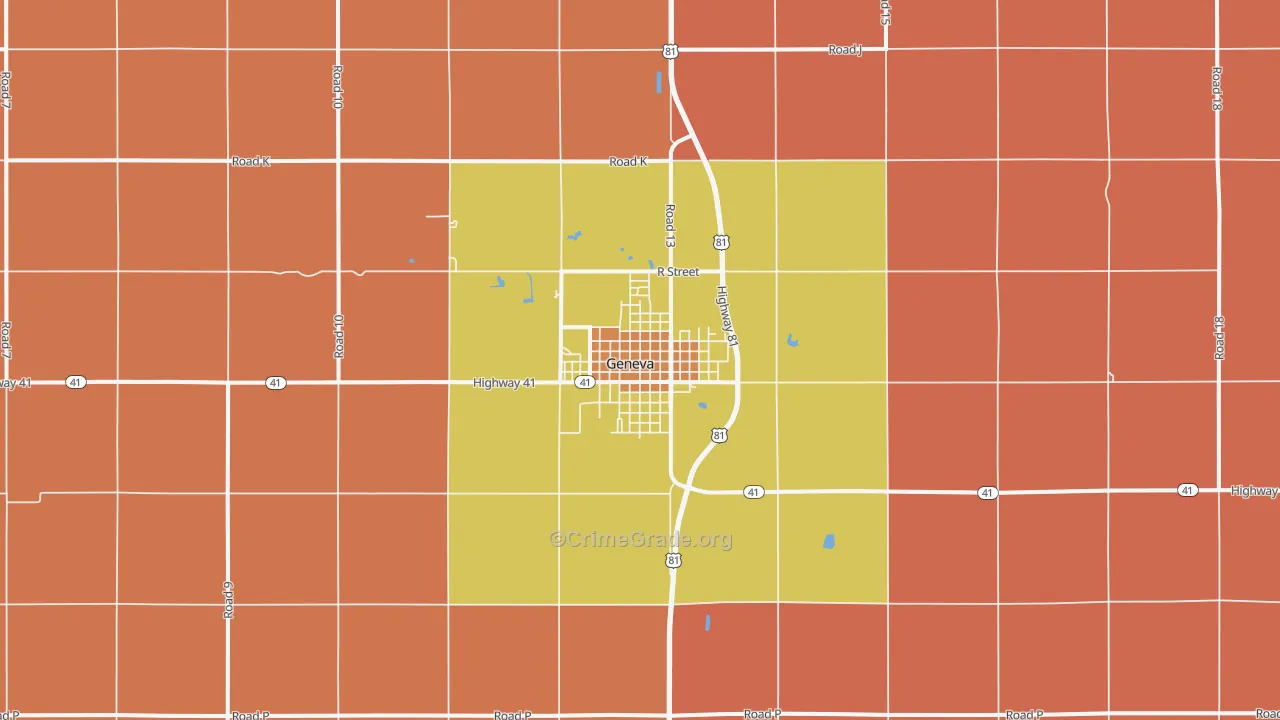 Geneva, NE Map of Burglary Rates