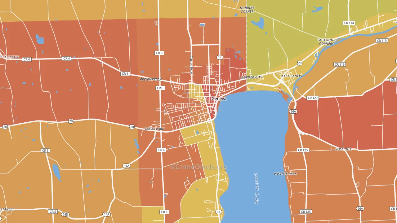 Geneva, NY Map of Burglary Rates