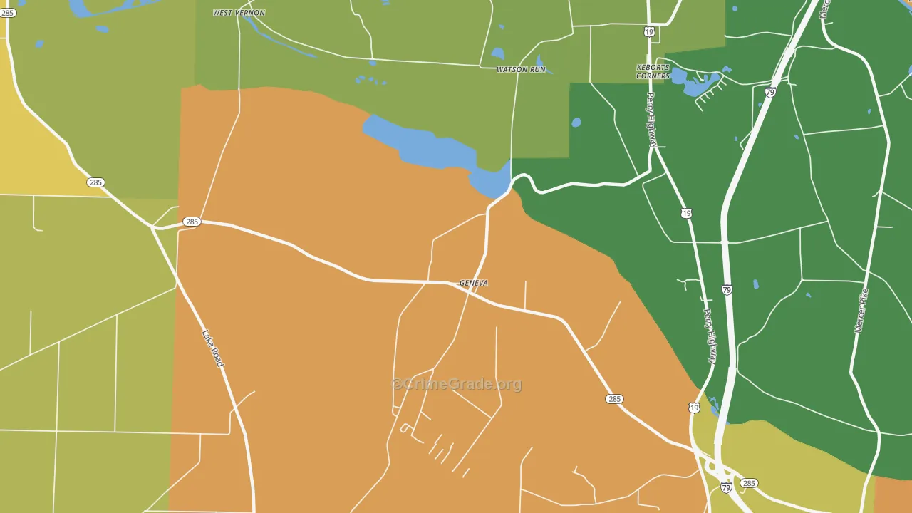 Geneva, PA Map of Burglary Rates