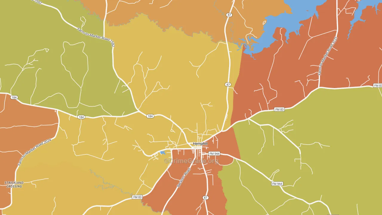 Geneva, TX Map of Burglary Rates
