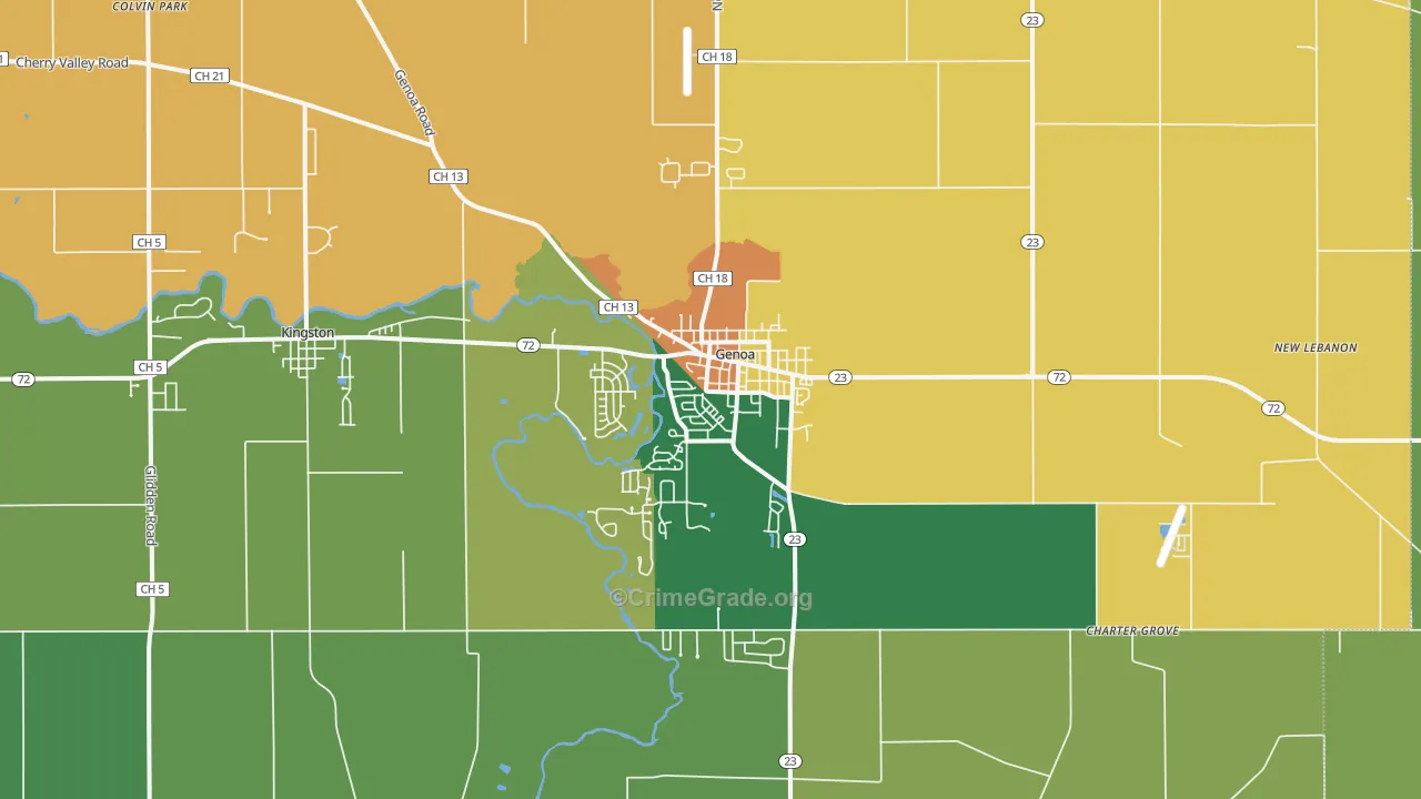 Genoa, IL Map of Burglary Rates