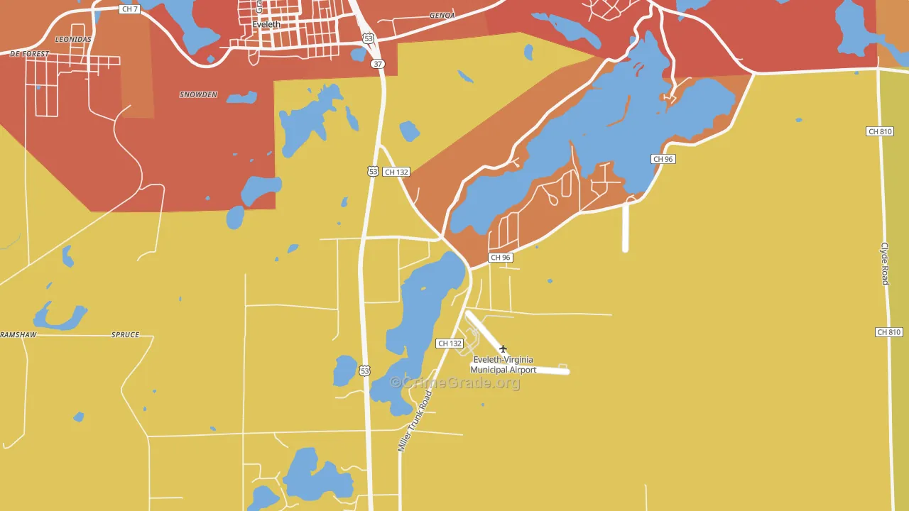 Genoa, MN Map of Burglary Rates