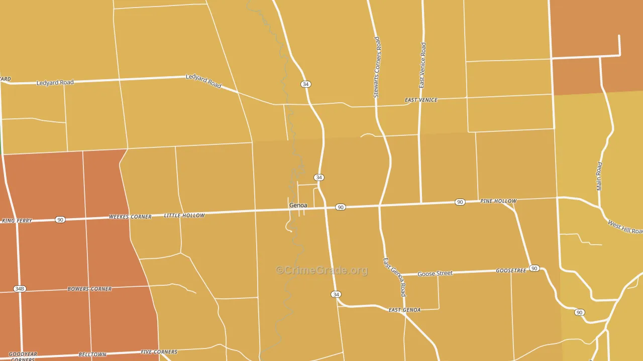 Genoa, NY Map of Burglary Rates