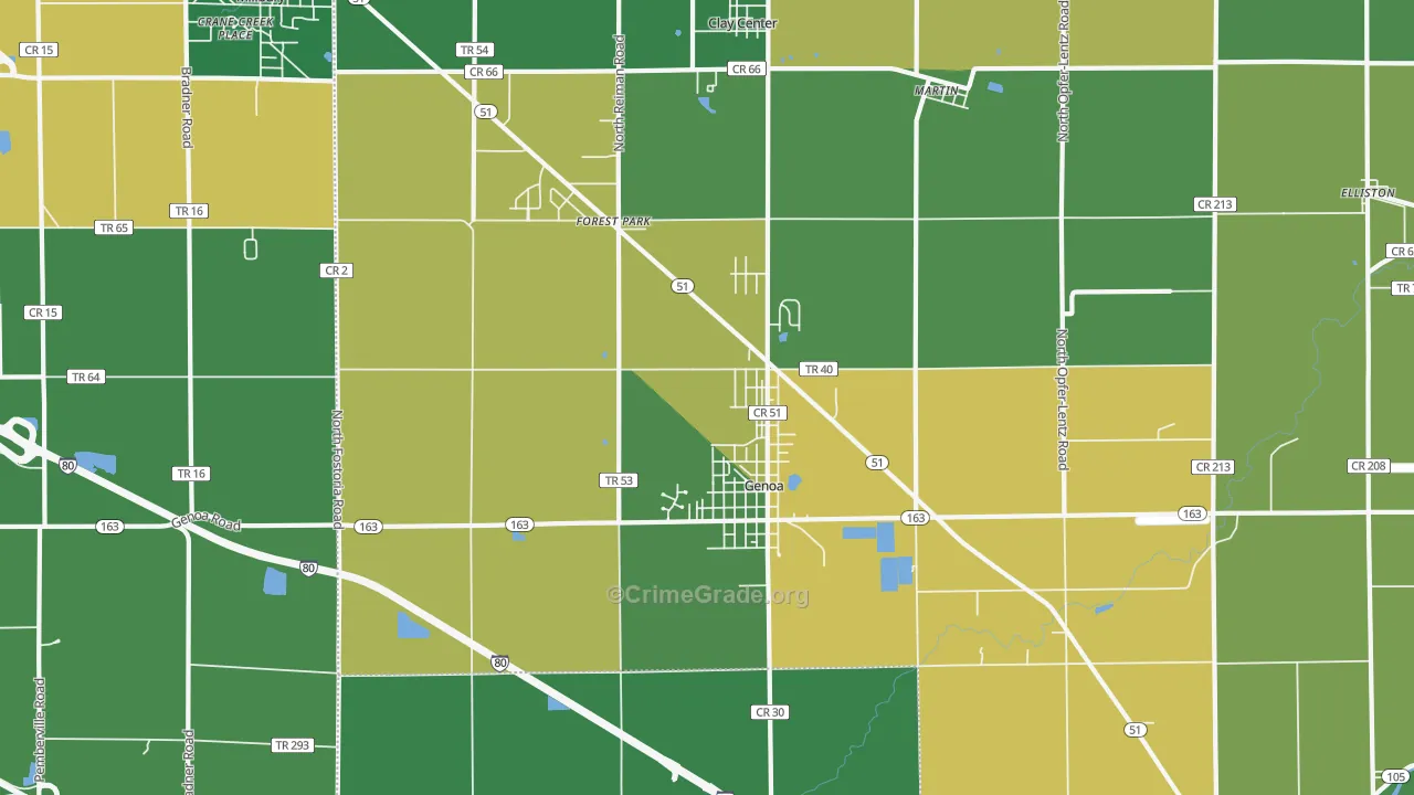 Genoa, OH Map of Burglary Rates