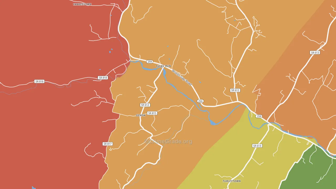 Genoa, VA Map of Burglary Rates