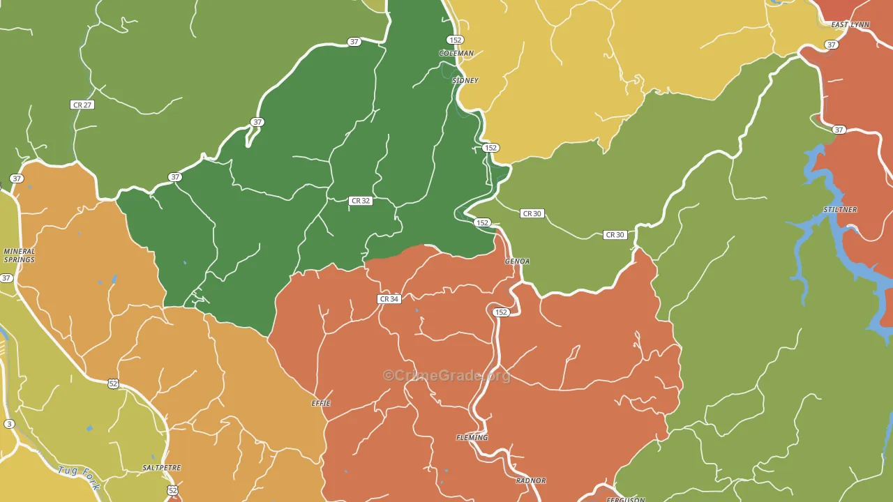 Genoa, WV Map of Burglary Rates