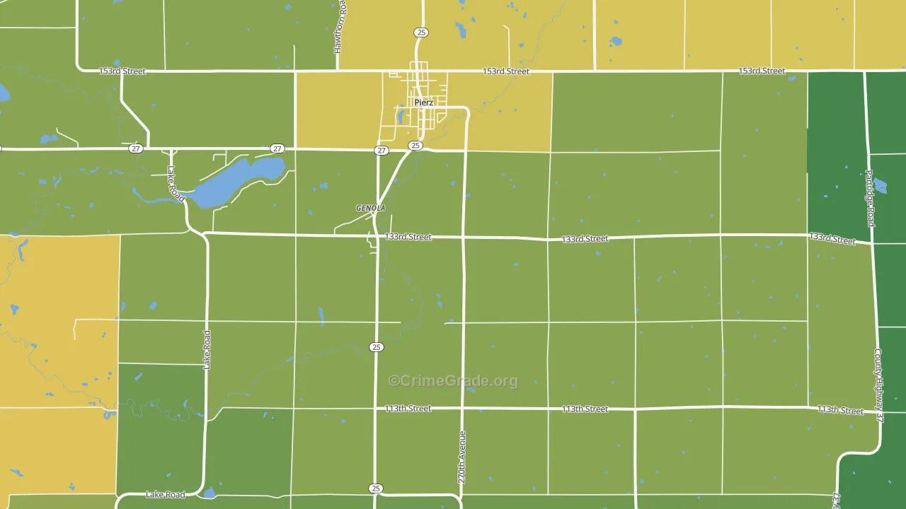Genola, MN Map of Burglary Rates