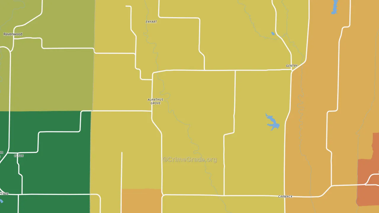 Gentry, MO Map of Burglary Rates