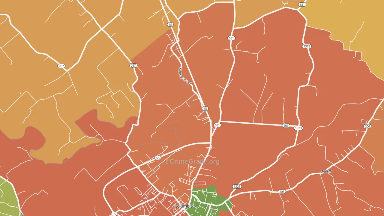 Gentrys Mill, KY Map of Burglary Rates
