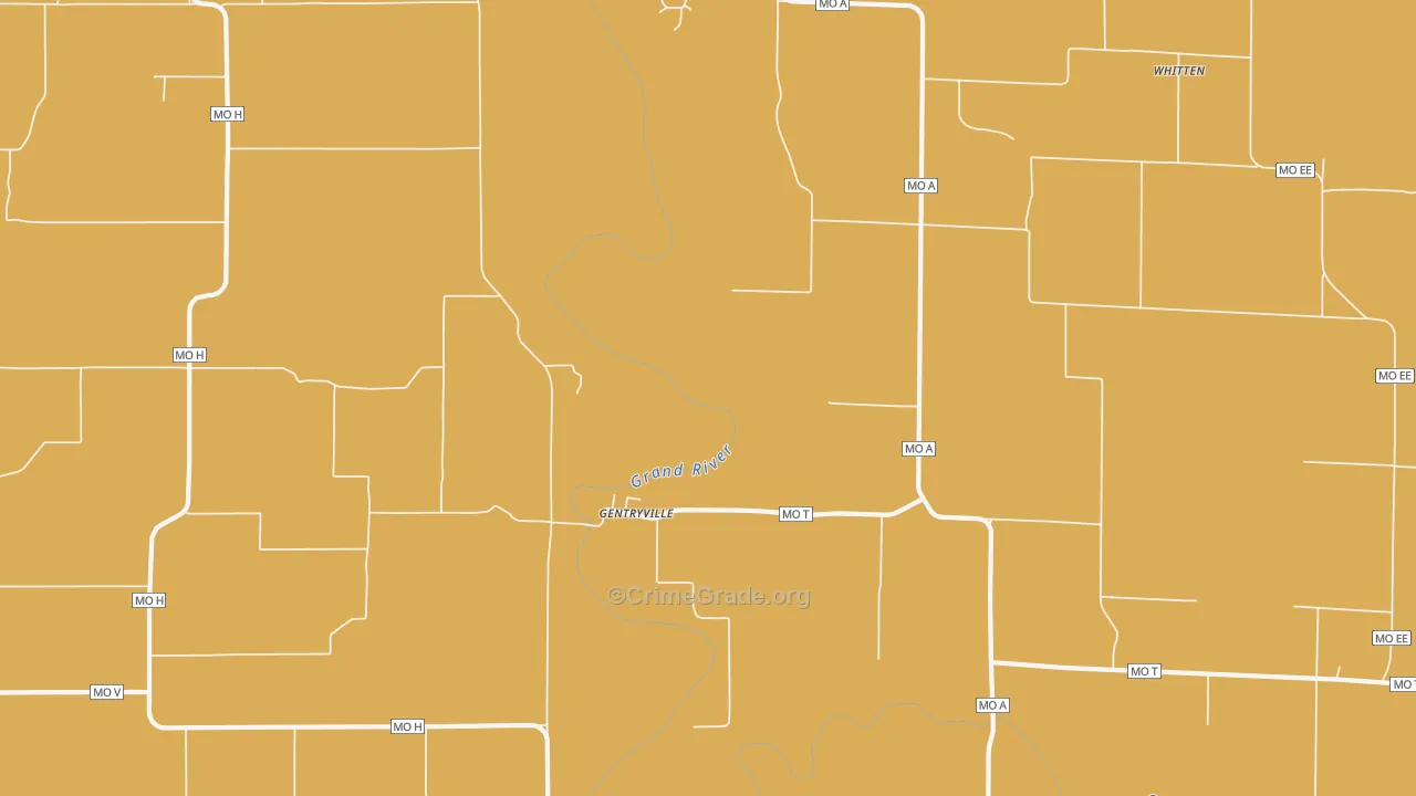 Gentryville, MO Map of Burglary Rates
