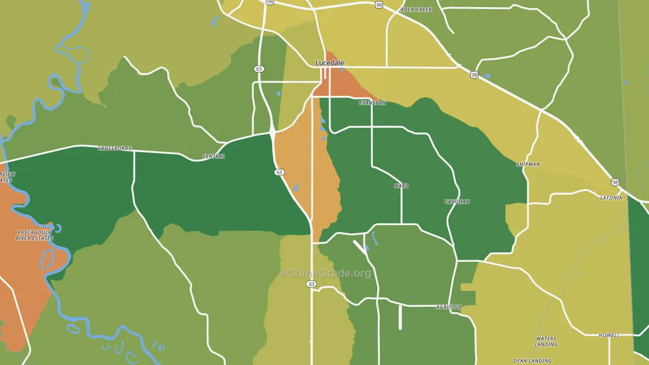George County, MS Map of Burglary Rates