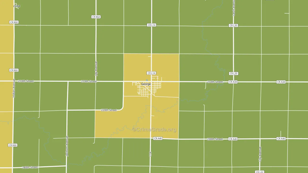 George, IA Map of Burglary Rates