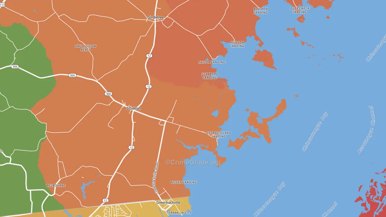 George Island Landing, MD Map of Burglary Rates