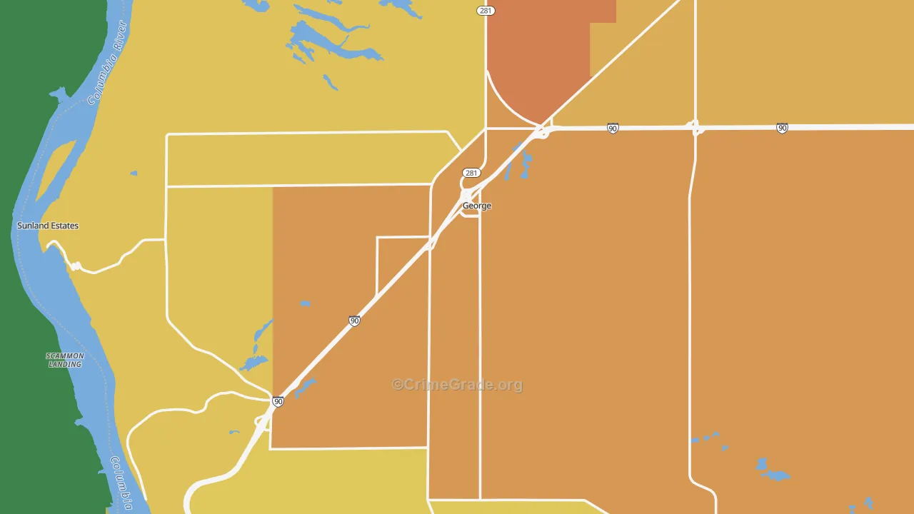 George, WA Map of Burglary Rates