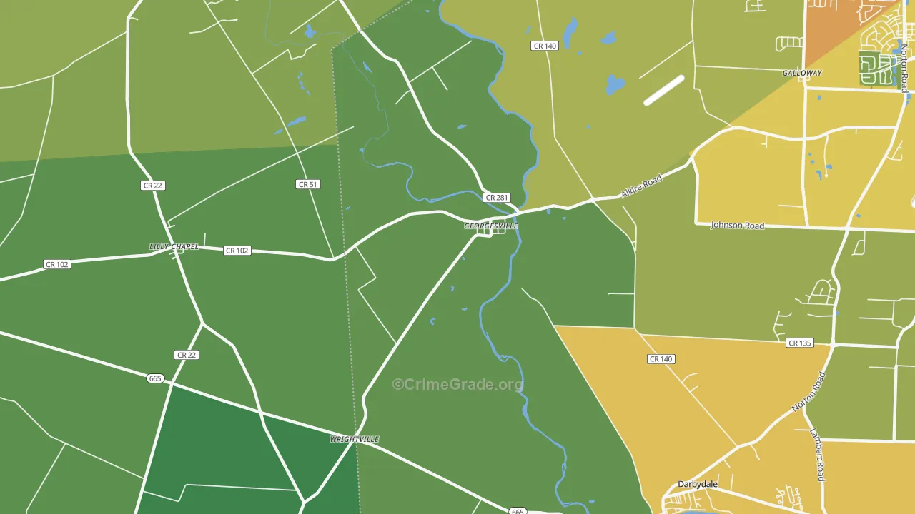 Georgesville, OH Map of Burglary Rates