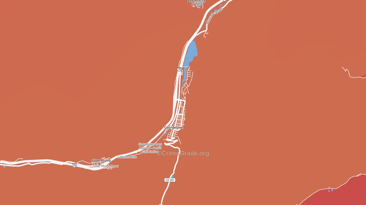 Georgetown, CO Map of Burglary Rates