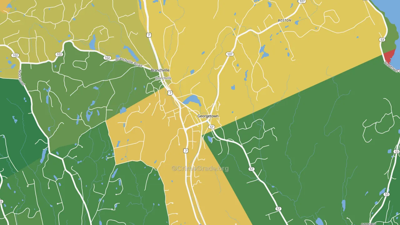 Georgetown, CT Map of Burglary Rates