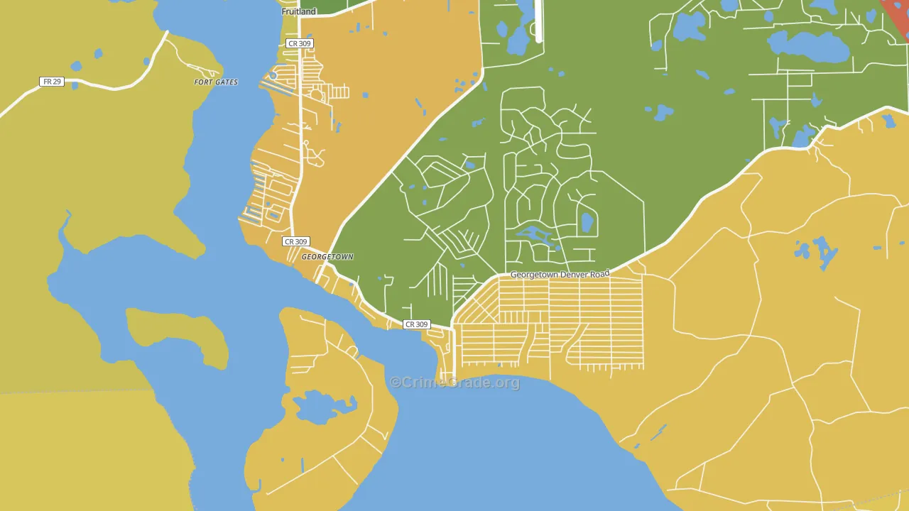 Georgetown, FL Map of Burglary Rates