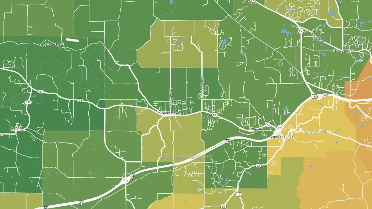 Georgetown, IN Map of Burglary Rates