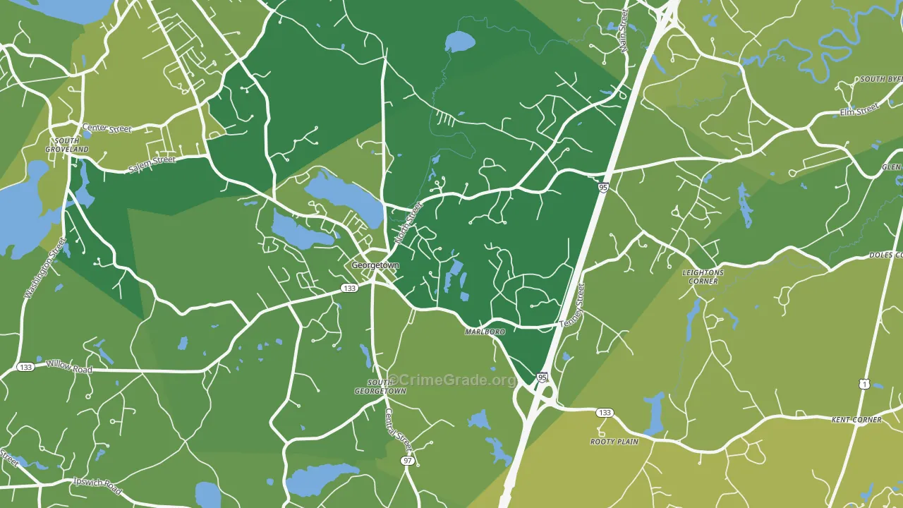 Georgetown, MA Map of Burglary Rates