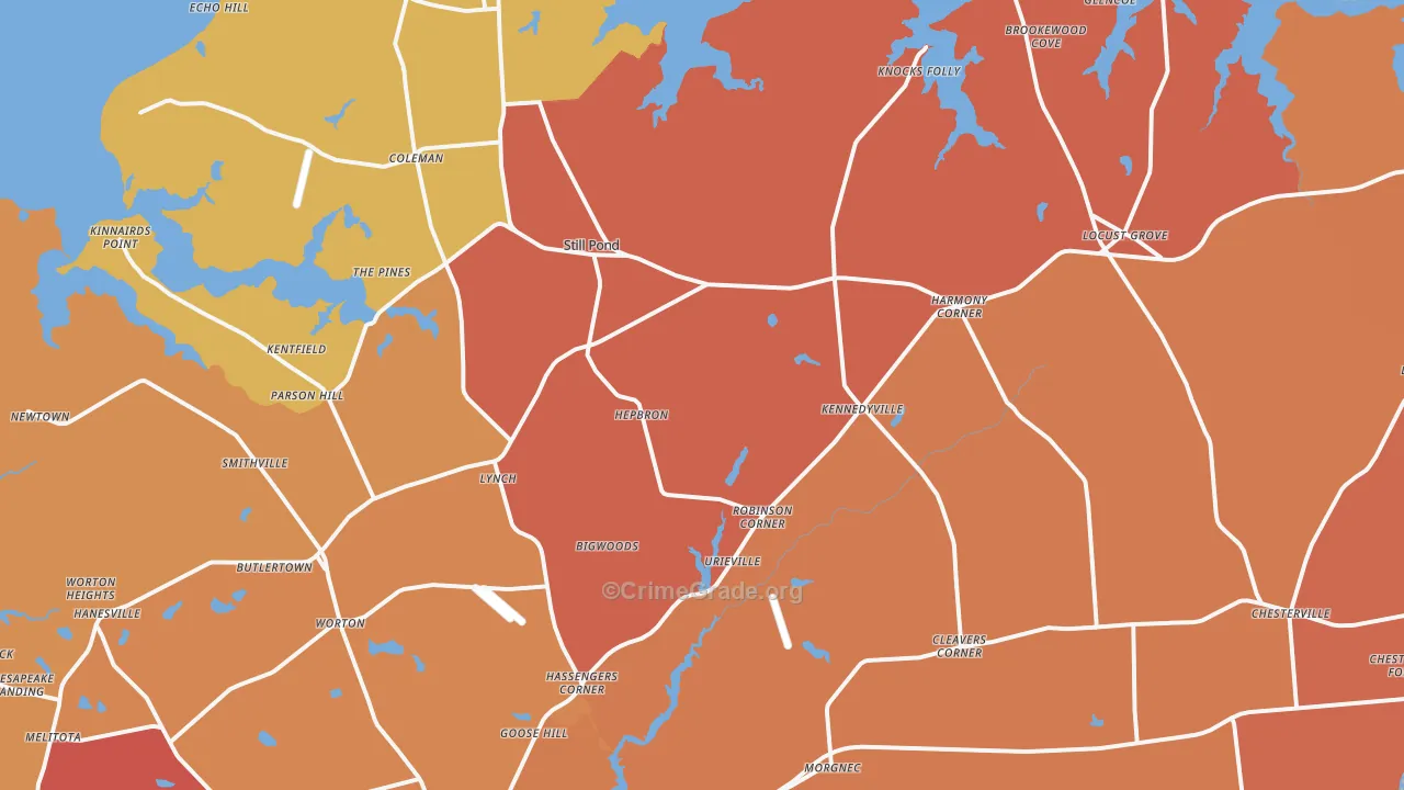 Georgetown, MD Map of Burglary Rates